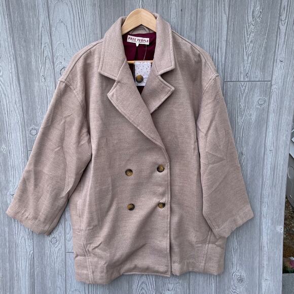 Free People Hannah Slouchy Blazer Coat Camel - Picture 2 of 8